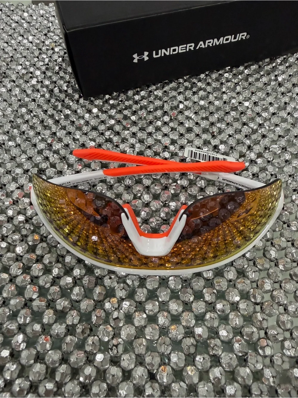 Under Armour White Frame Amber/Gold Mirror Sports Sunglasses